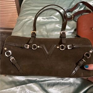 Olive Green Suede Handbag